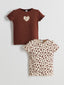 LCW Kids Brown Crew Neck Floral Girls T-Shirt 2-Pack