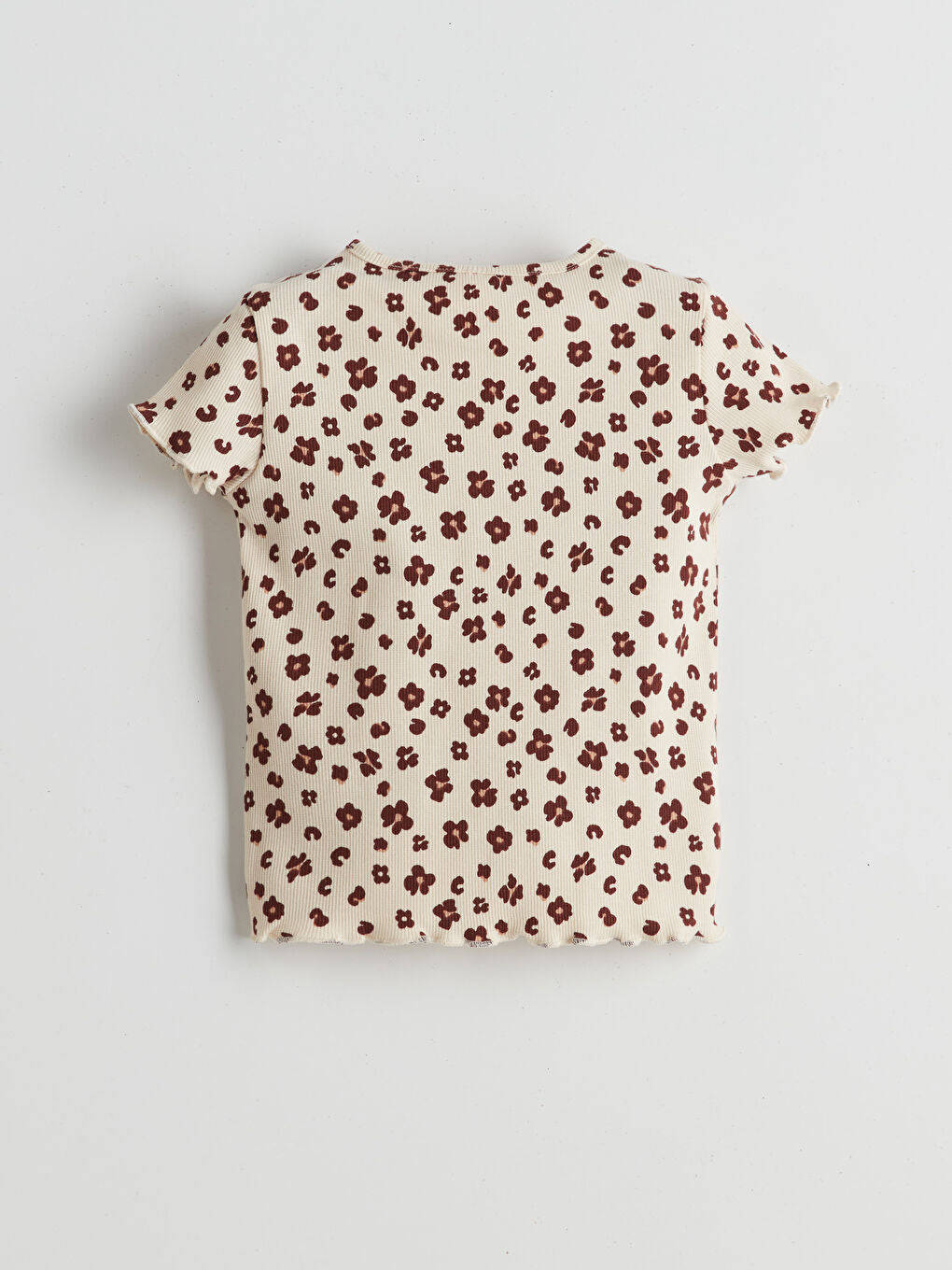 LCW Kids Brown Crew Neck Floral Girls T-Shirt 2-Pack