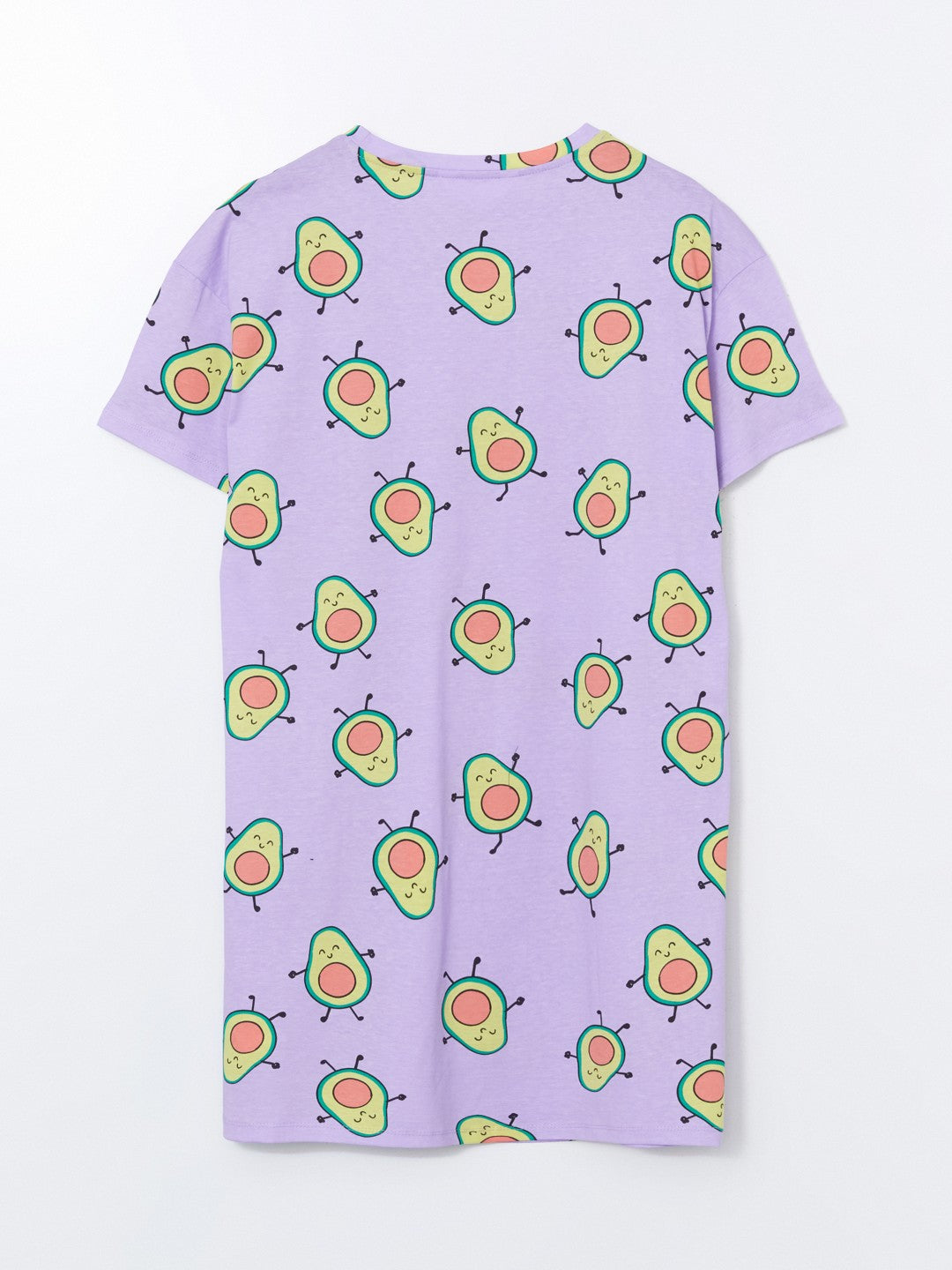 LCW Young Lilac Crew Neck Avocado Printed Women Nightgown