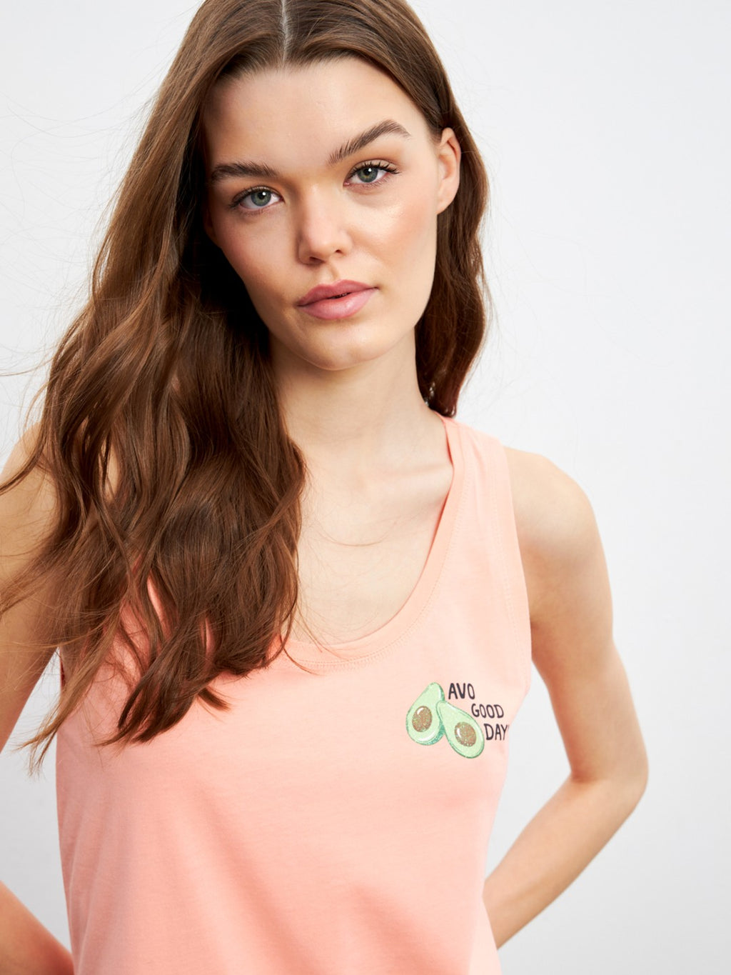 LCW Dream Pink Crew Neck Printed Women Nightgown