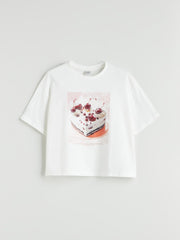 LCW Kids Crew Neck Girls Crop T-Shirt