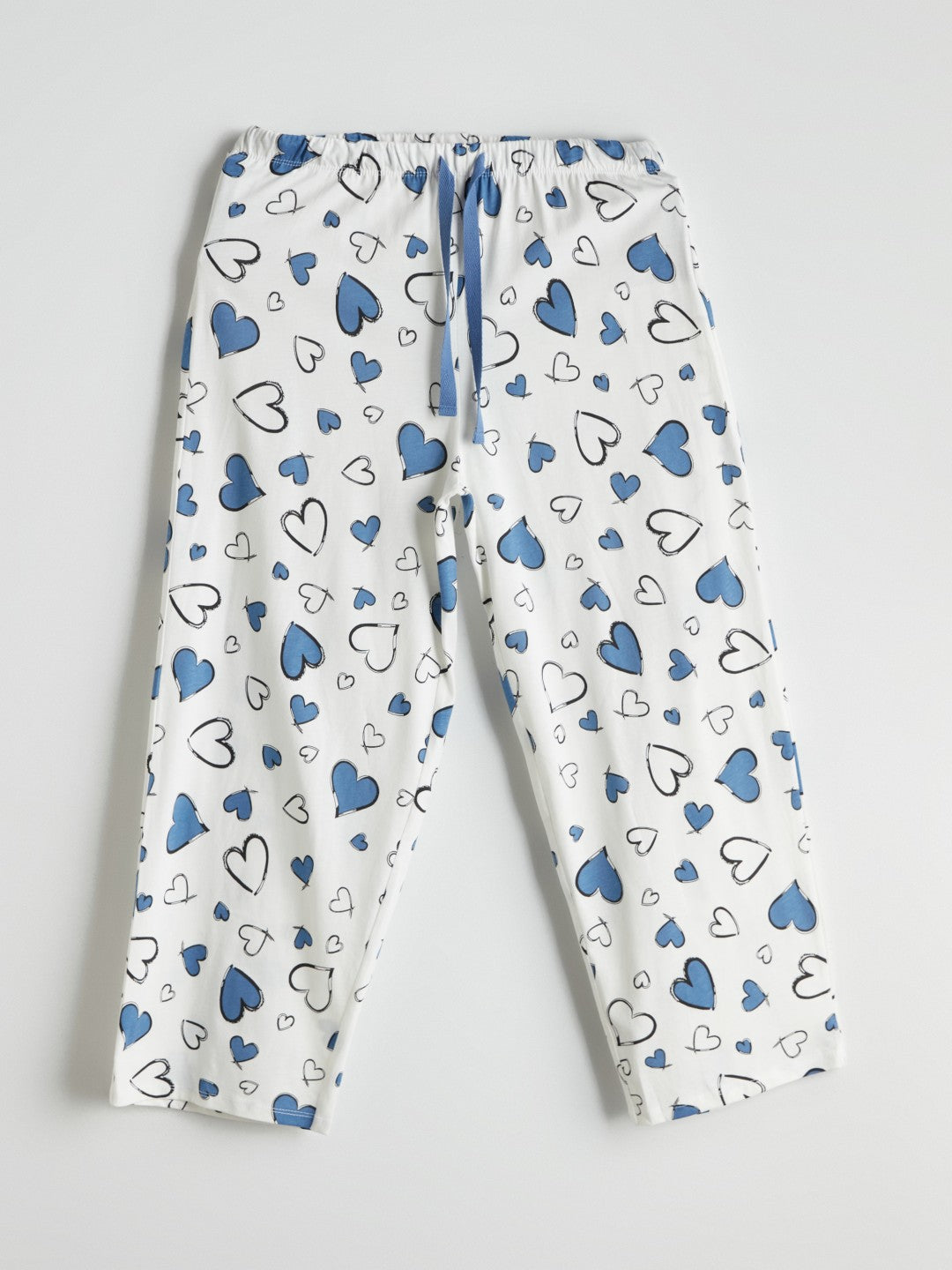 LCW Dream Ecru Crew Neck Patterned Women Capri Pajama Set