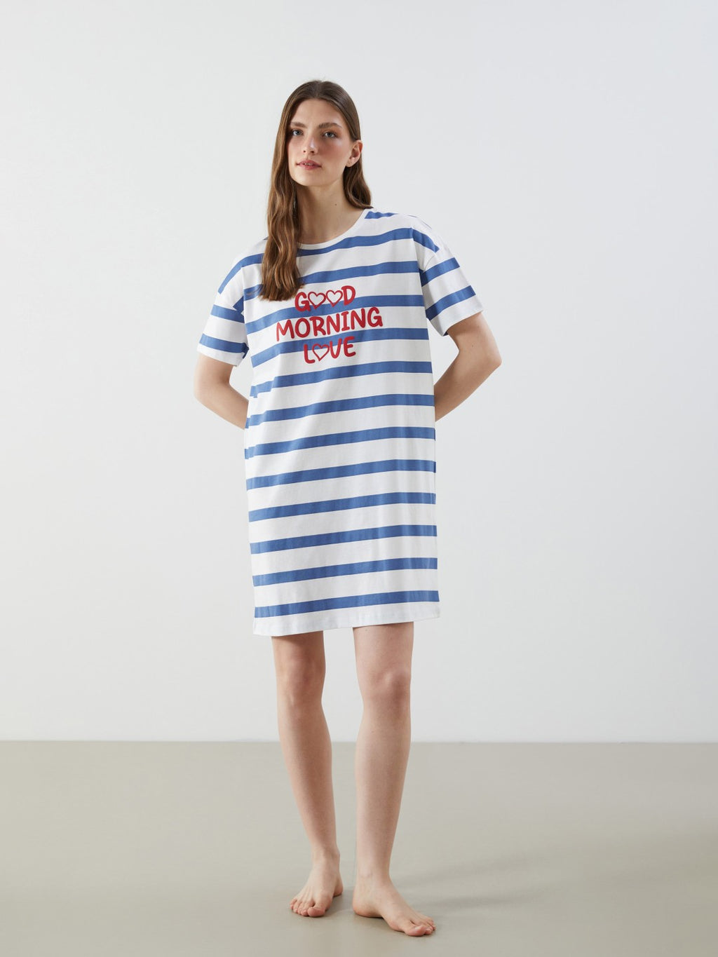 LCW Dream Crew Neck Printed Women Nightgown