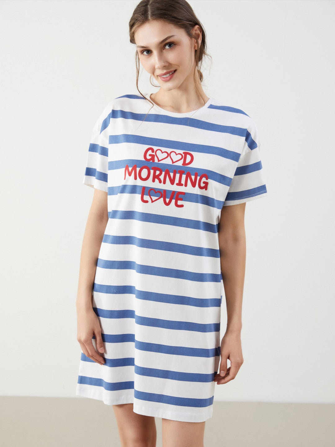 LCW Dream Crew Neck Printed Women Nightgown