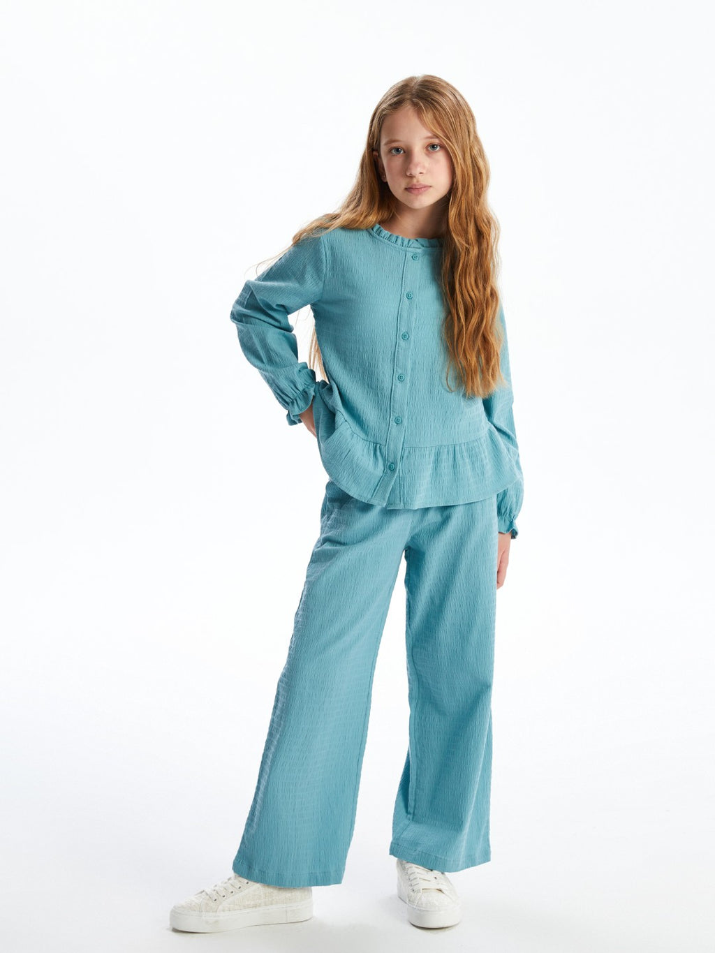 LCW Kids Elastic Waist Textured Girl Trousers