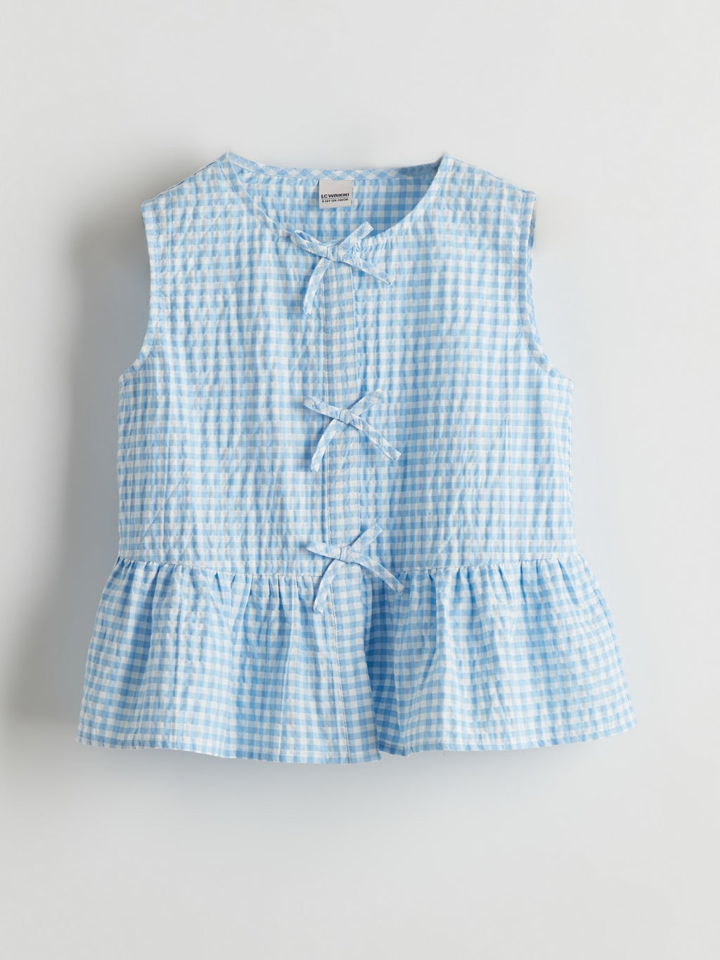 LCW Kids Comfortable Fit Seersucker Bow GirlS Shirt