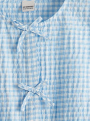 LCW Kids Comfortable Fit Seersucker Bow GirlS Shirt