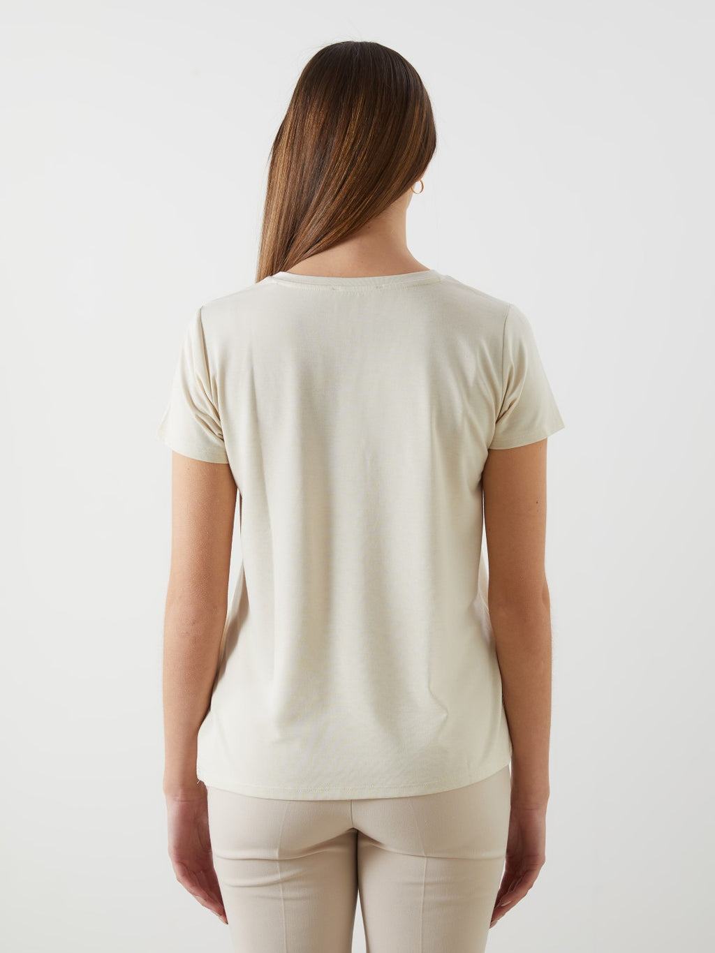 LCW Classic Crew Neck Sequined Women T-Shirt