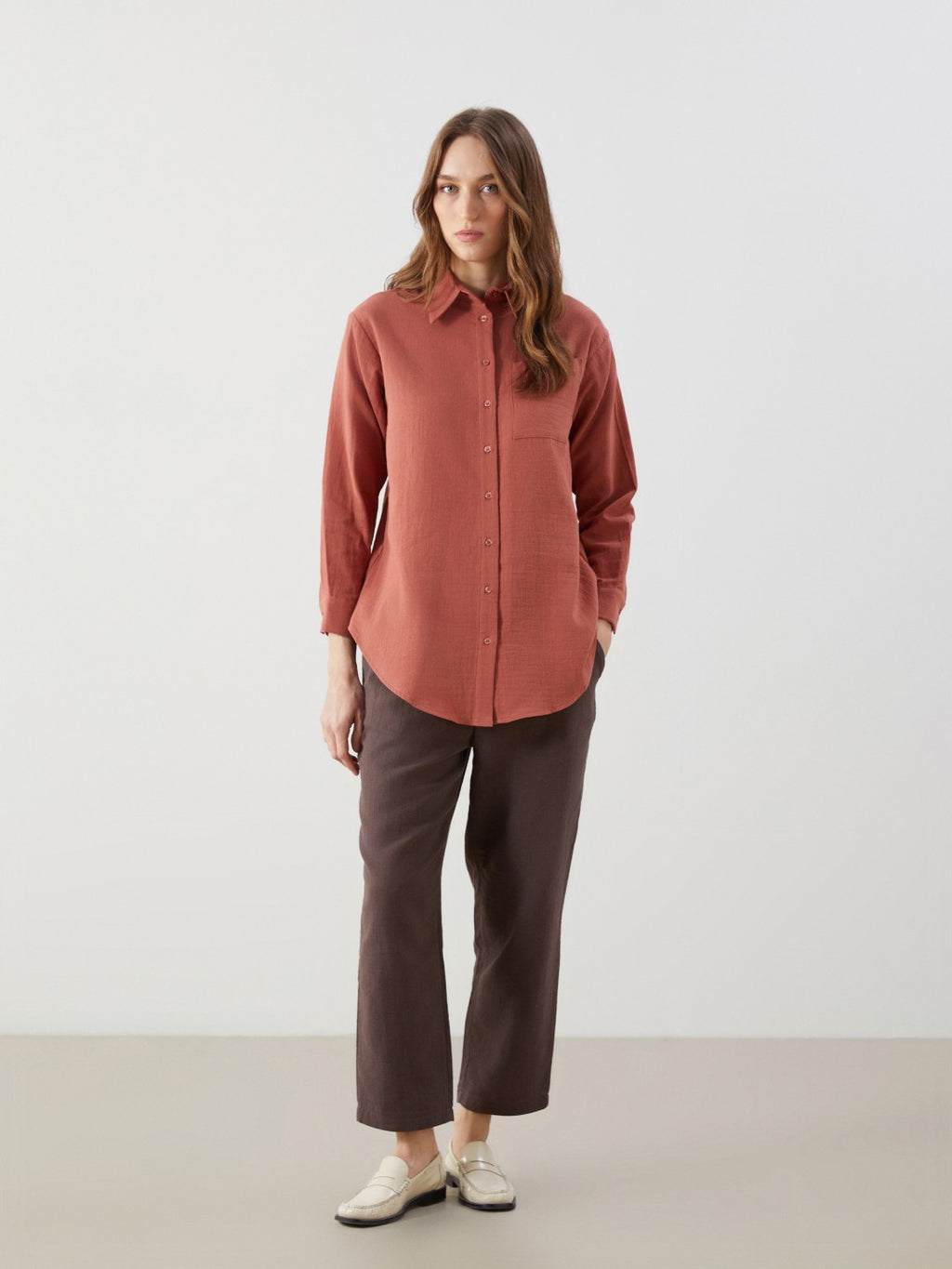 LCW Modest Loose Fit Muslin Women Shirt Tunic