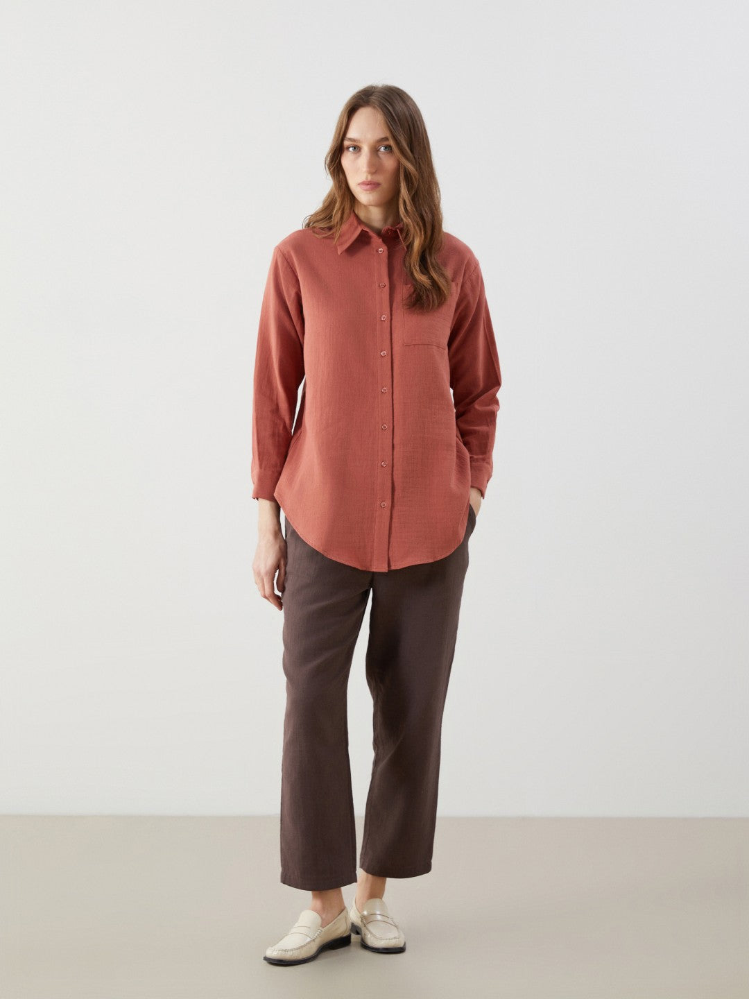 LCW Modest Loose Fit Muslin Women Shirt Tunic