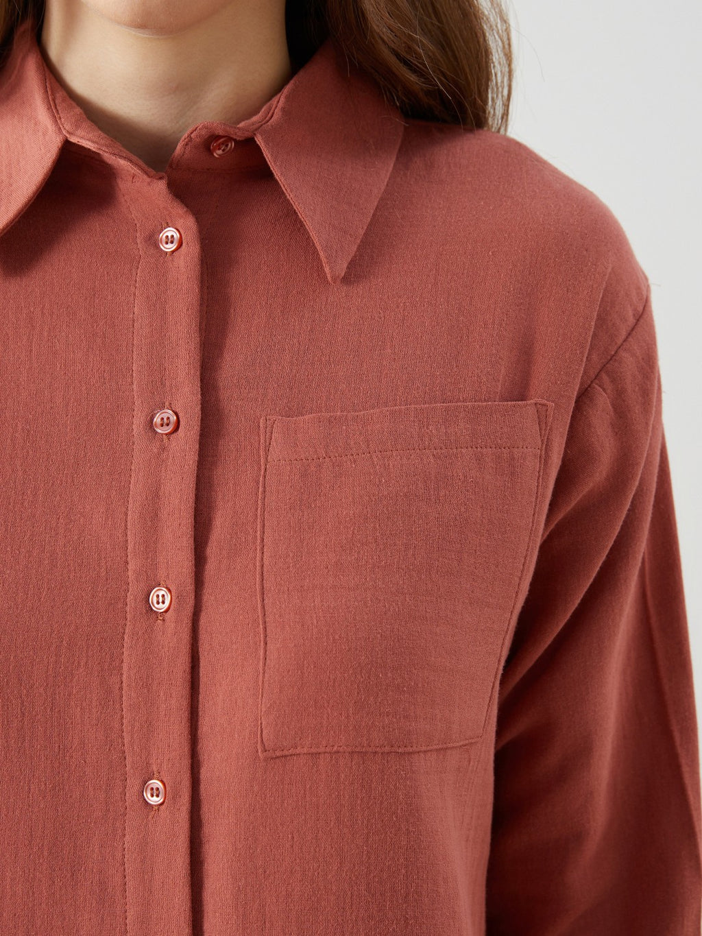 LCW Modest Loose Fit Muslin Women Shirt Tunic