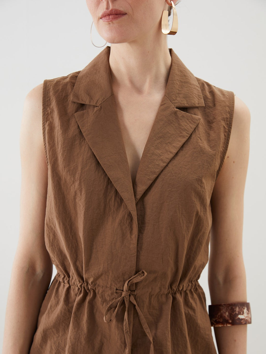 LCW Classic Jacket Collar Linen Look Women Classic Vest