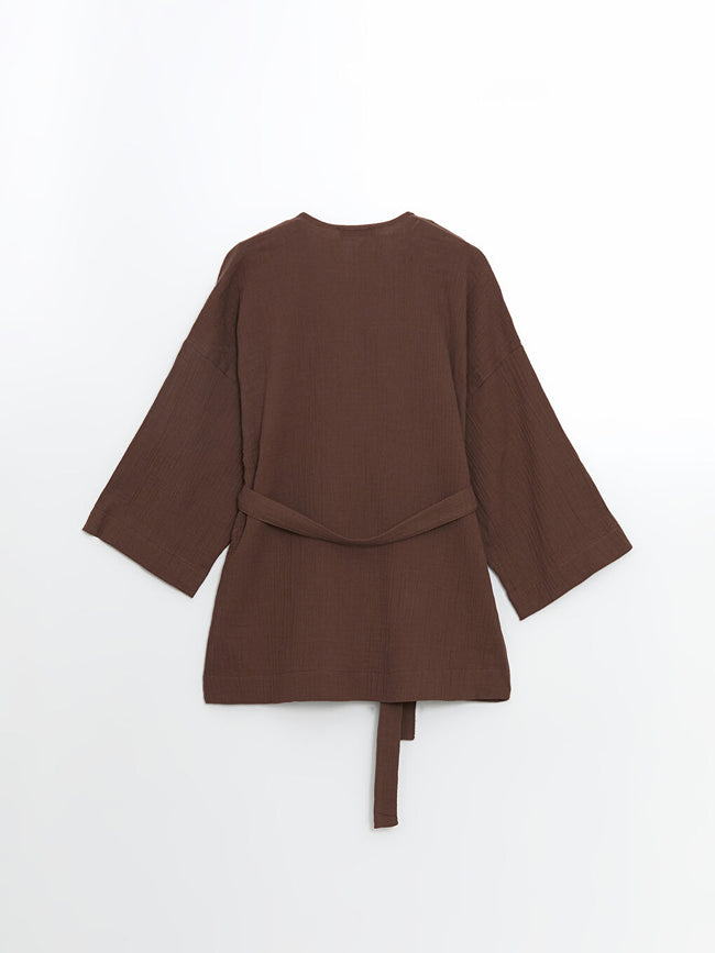 LCWAIKIKI Classic Brown Shawl Collar Women Kimono Main Image