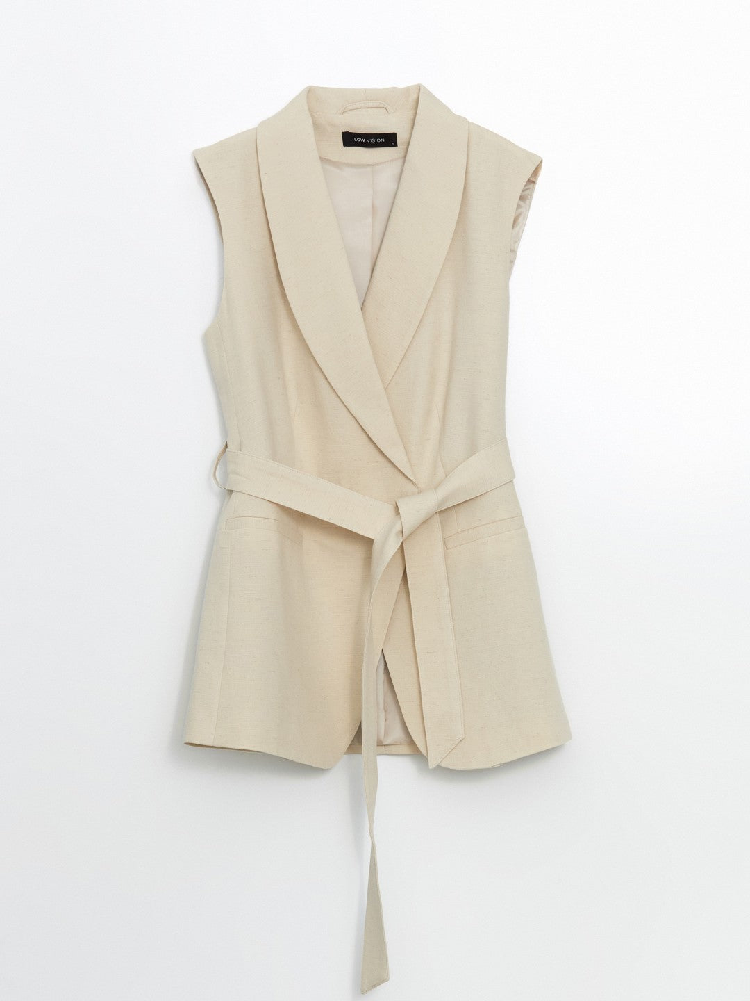 LCW Vision Jacket Collar Linen Blend Women Classic Vest