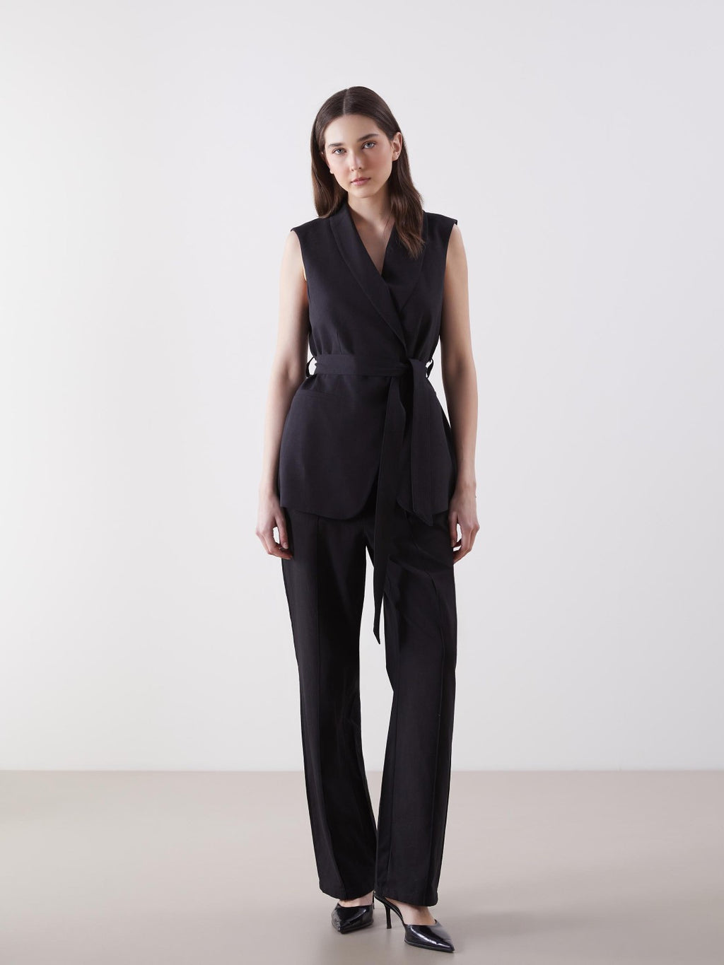 LCW Vision Jacket Collar Linen Blend Women Classic Vest