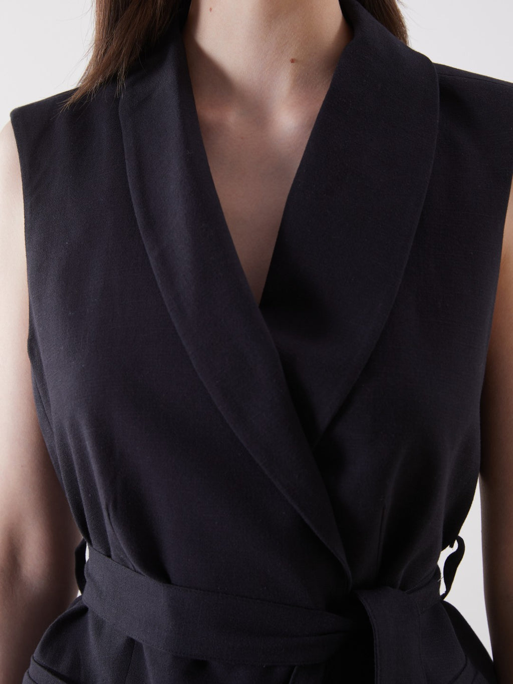 LCW Vision Jacket Collar Linen Blend Women Classic Vest