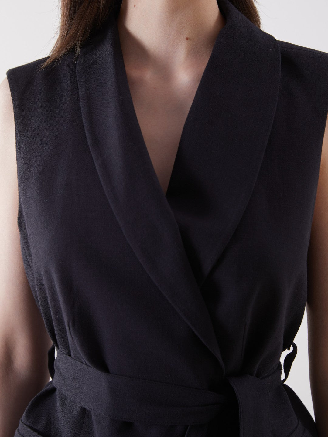 LCW Vision Jacket Collar Linen Blend Women Classic Vest