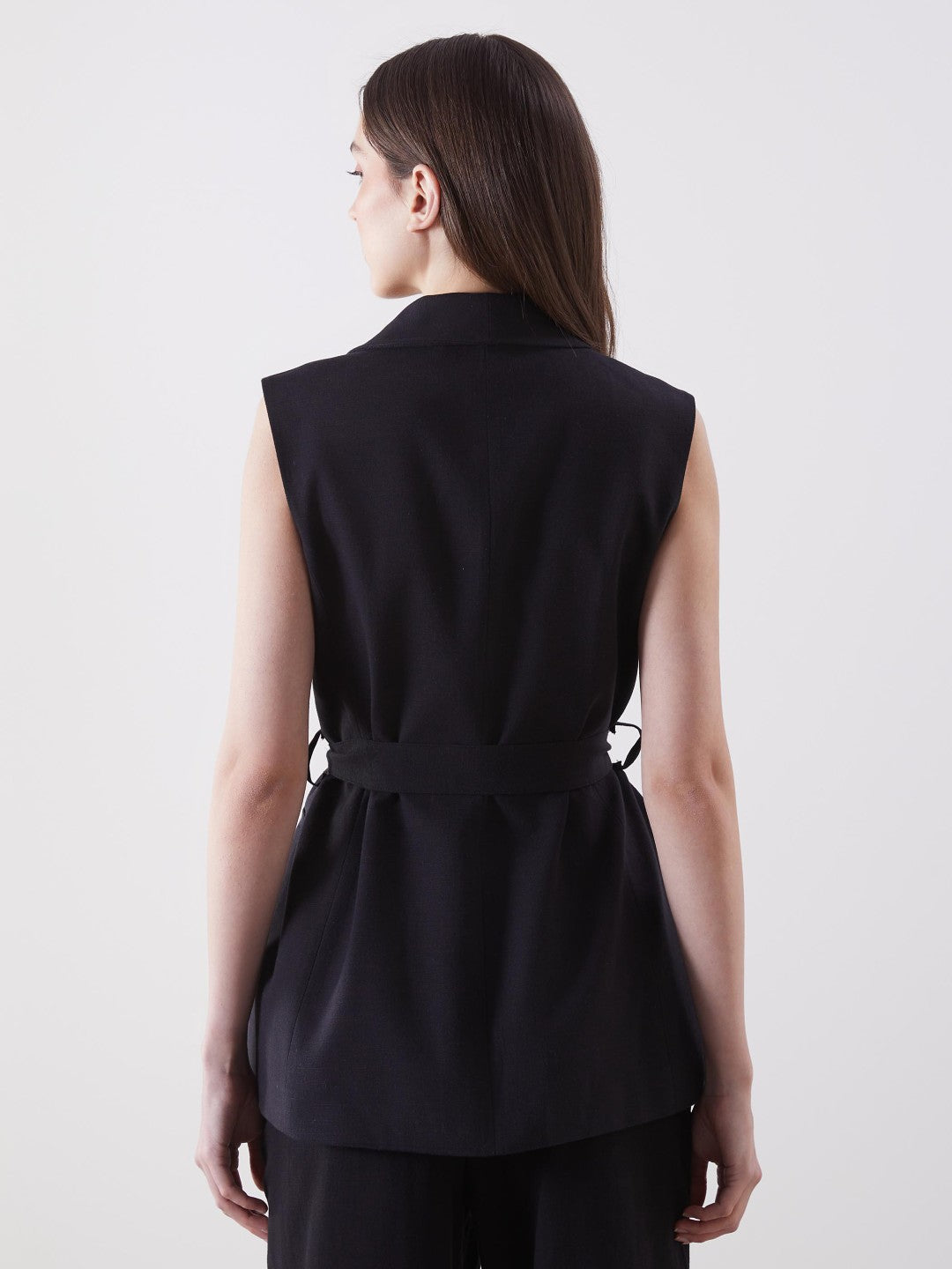 LCW Vision Jacket Collar Linen Blend Women Classic Vest