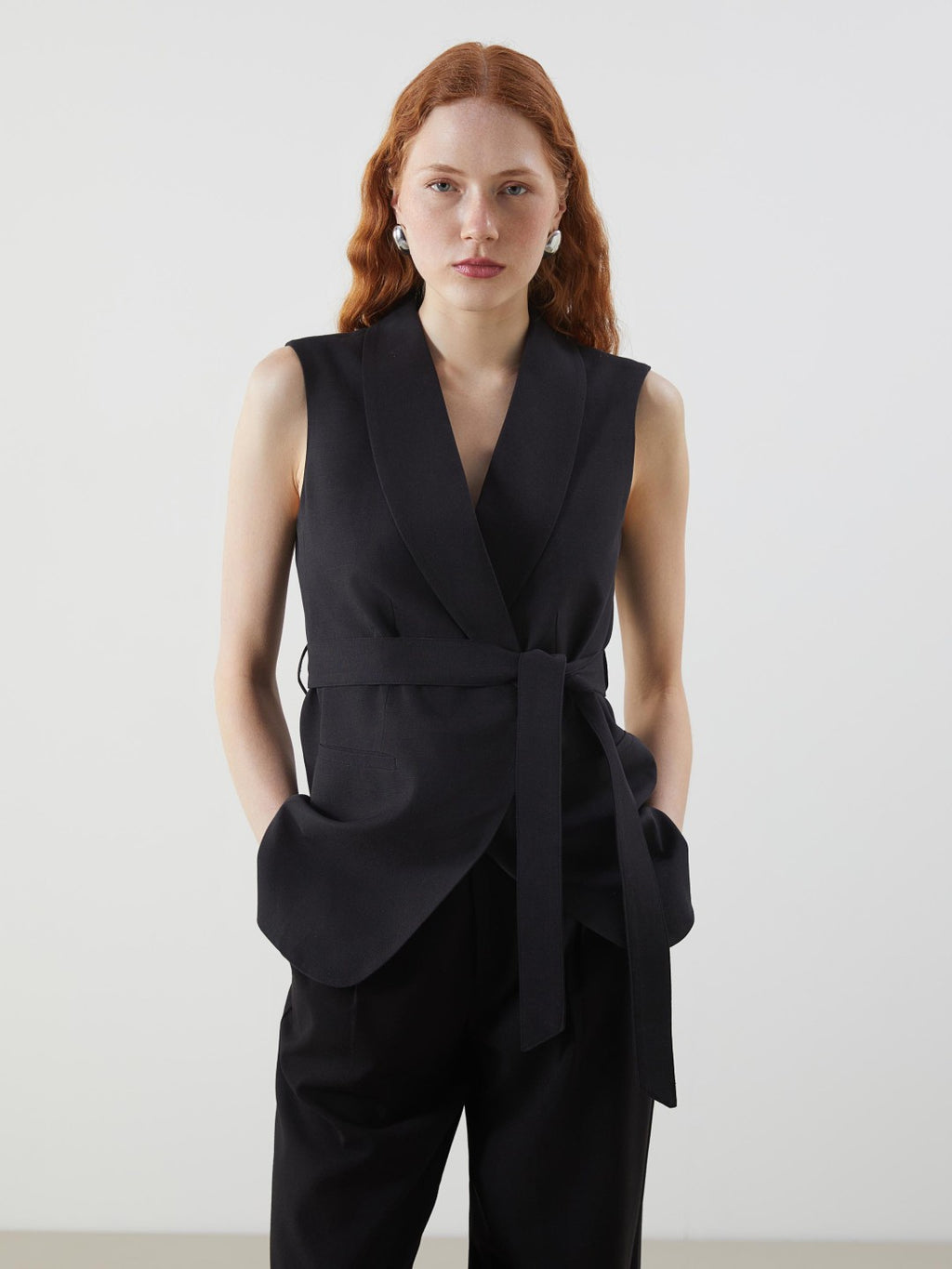 LCW Vision Jacket Collar Linen Blend Women Classic Vest