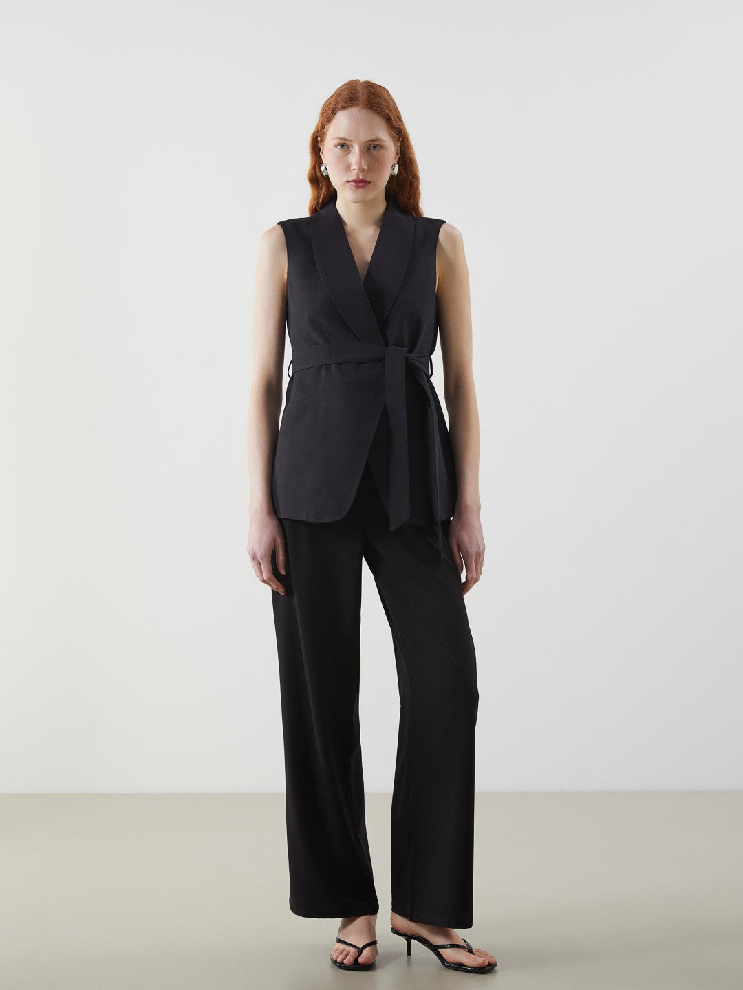 LCW Vision Jacket Collar Linen Blend Women Classic Vest