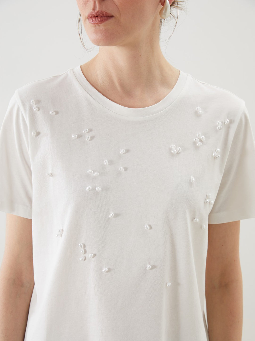 LCW Classic Crew Neck Beaded Women T-Shirt