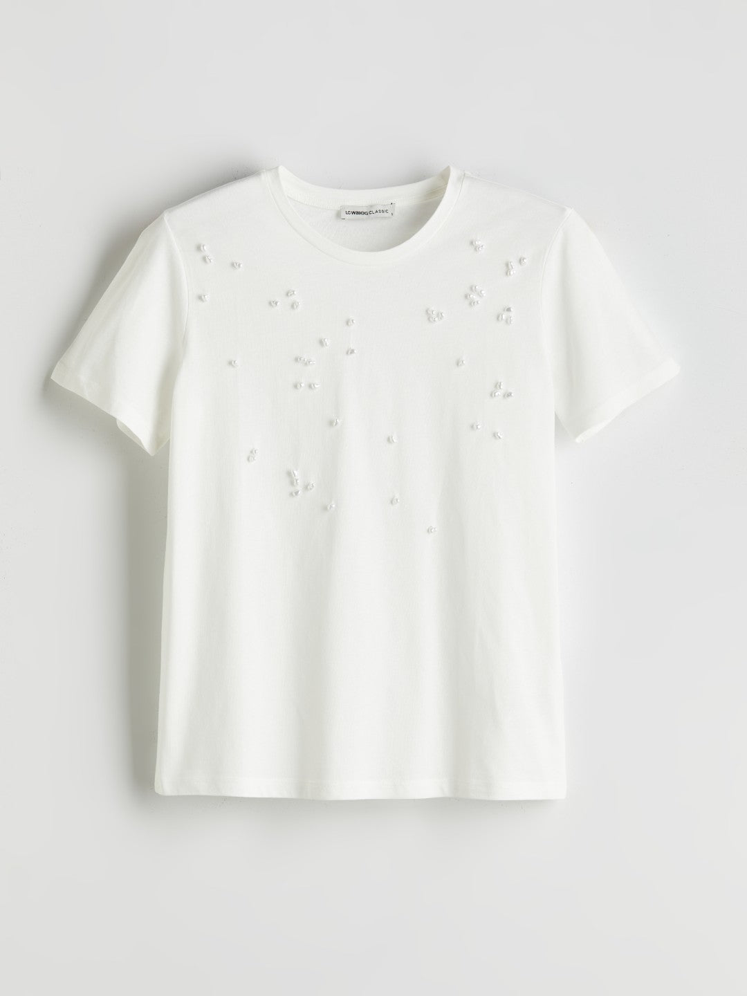 LCW Classic Crew Neck Beaded Women T-Shirt