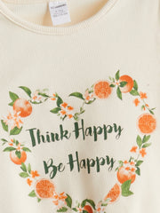 LCW Kids Tangerine Printed Girls T-Shirt And Leggings 2-Pack