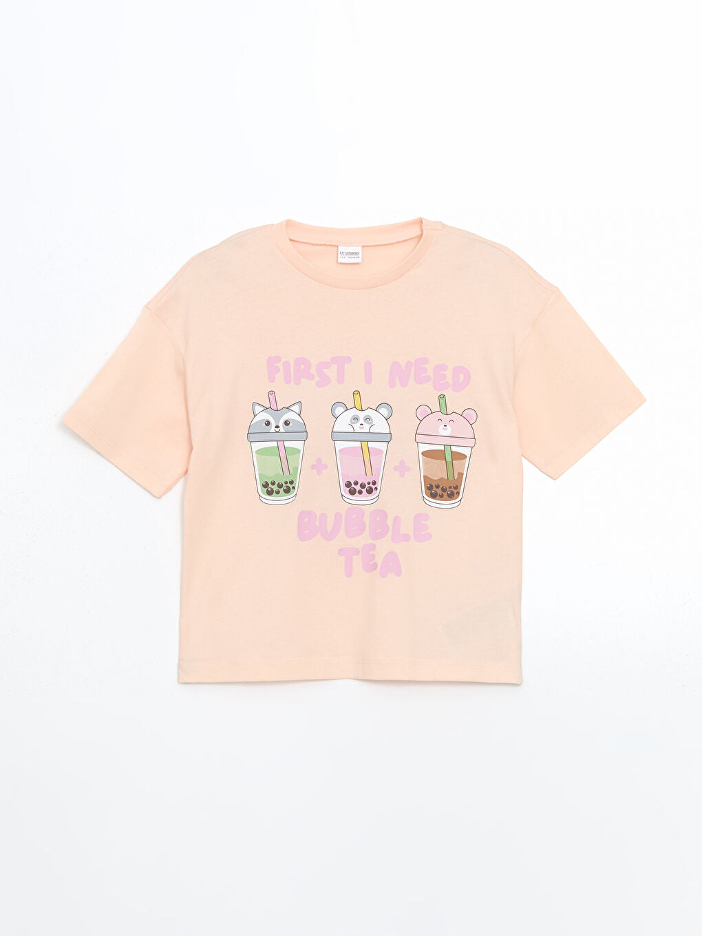 LCW Kids Pink Crew Neck Girls T-Shirt and Leggings