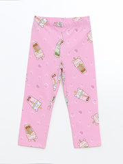LCW Kids Pink Crew Neck Girls T-Shirt and Leggings