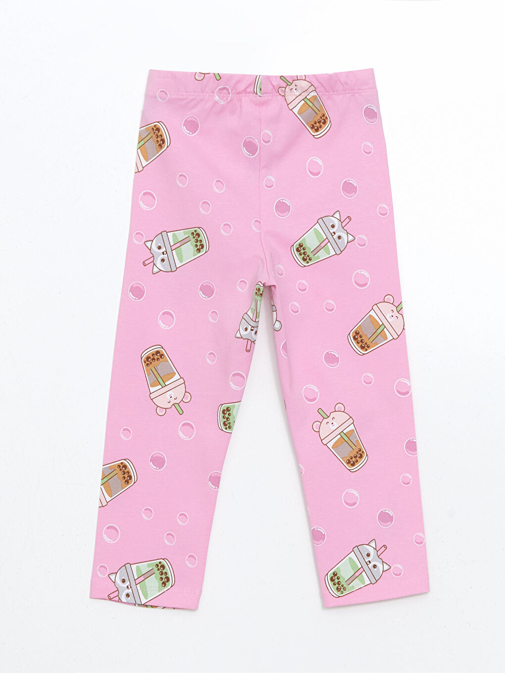 LCW Kids Pink Crew Neck Girls T-Shirt and Leggings