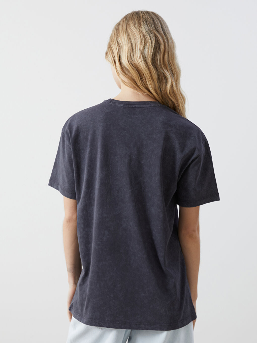 LCWAIKIKI Classic Anthracite Crew Neck Printed Women T-Shirt