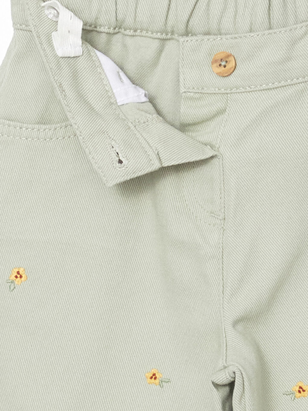 LCW Kids Green Embroidered Waist Adjustable Girls Trousers