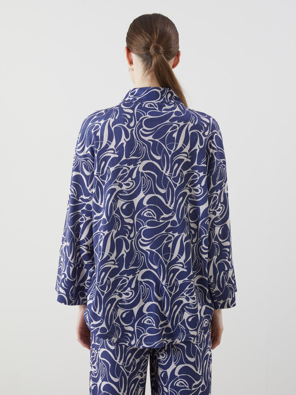 LCW Modest Blue Patterned Women Shirt Tunic