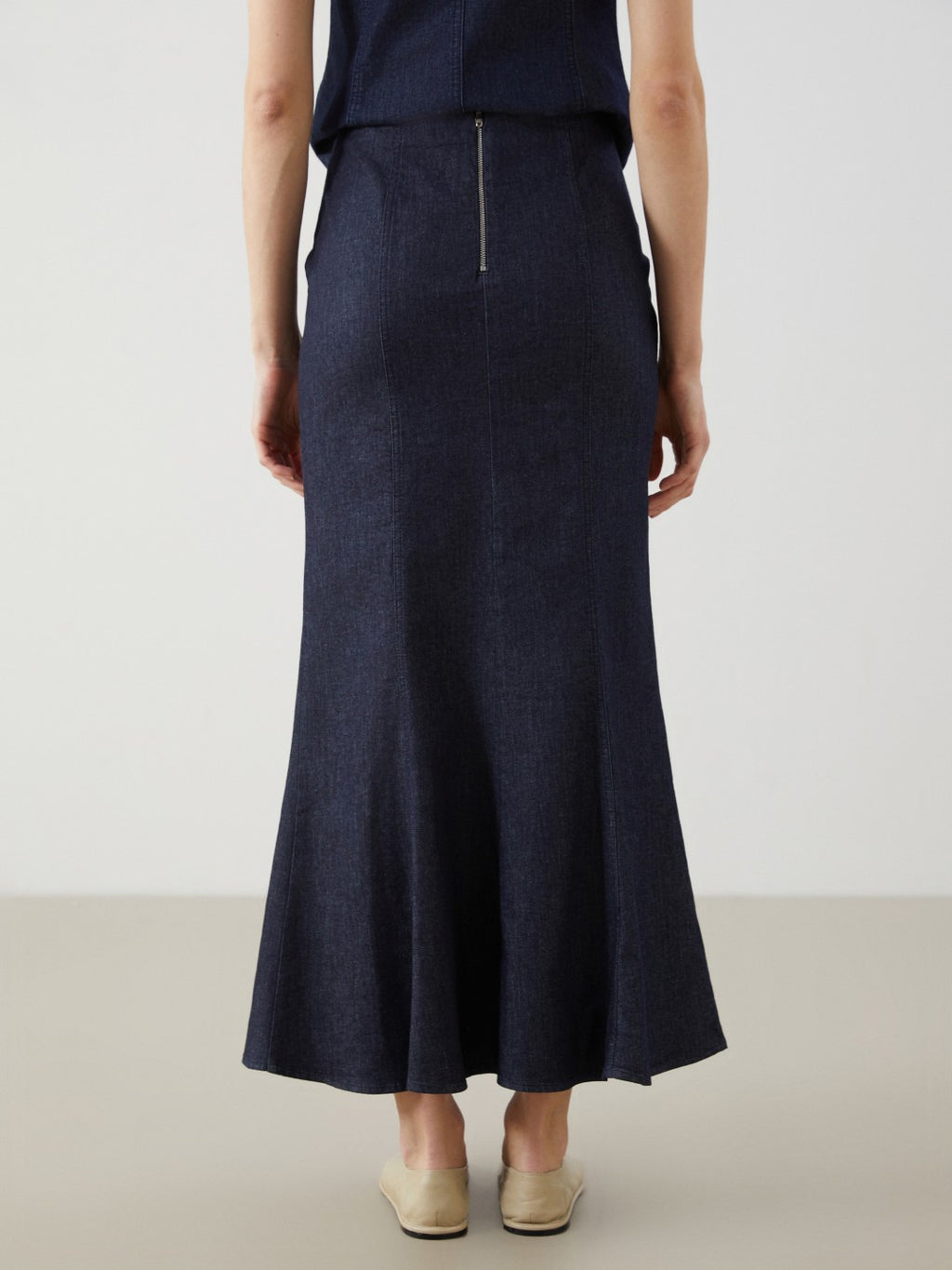 LCW Modest Waist Zippered Women Jean Skirt