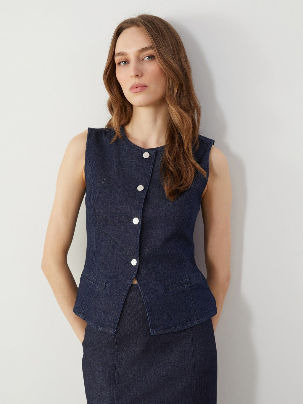 LCW Modest Crew Neck Women Jean Vest