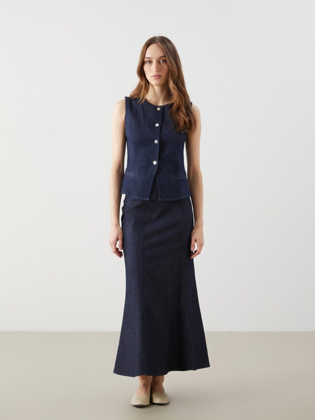 LCW Modest Crew Neck Women Jean Vest