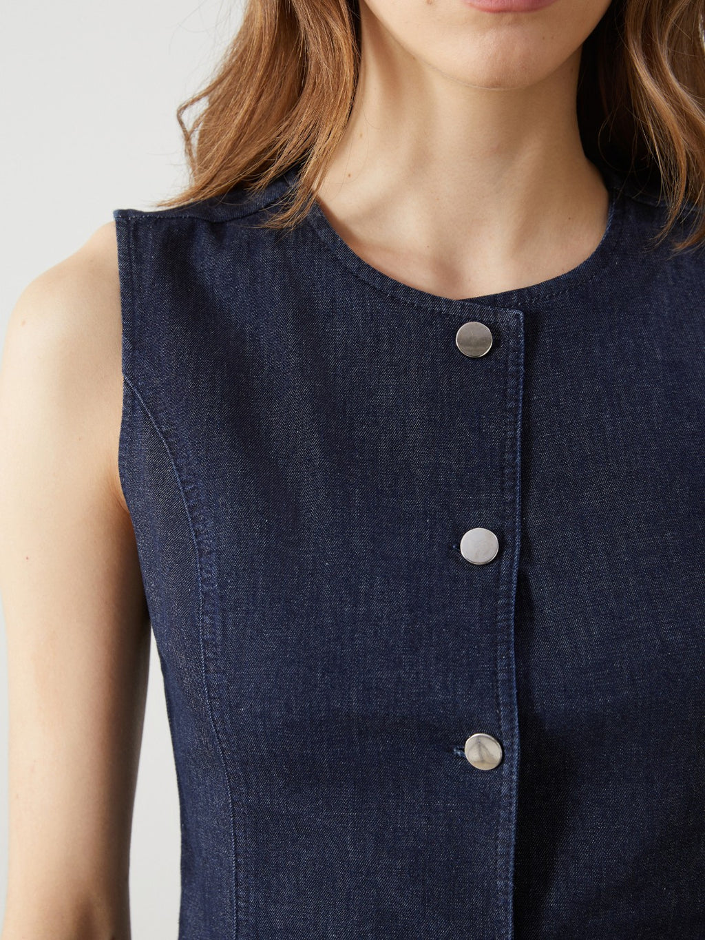 LCW Modest Crew Neck Women Jean Vest