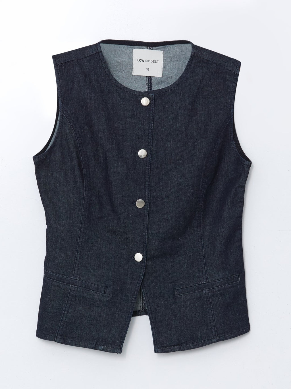LCW Modest Crew Neck Women Jean Vest