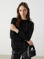 LCW Modest Black Crew Neck Stoned Women Sweatshirt Tunic
