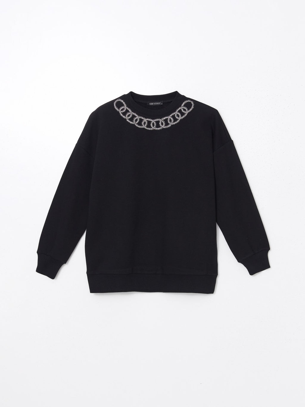 LCW Modest Crew Neck Printed Oversize Women Sweatshirt