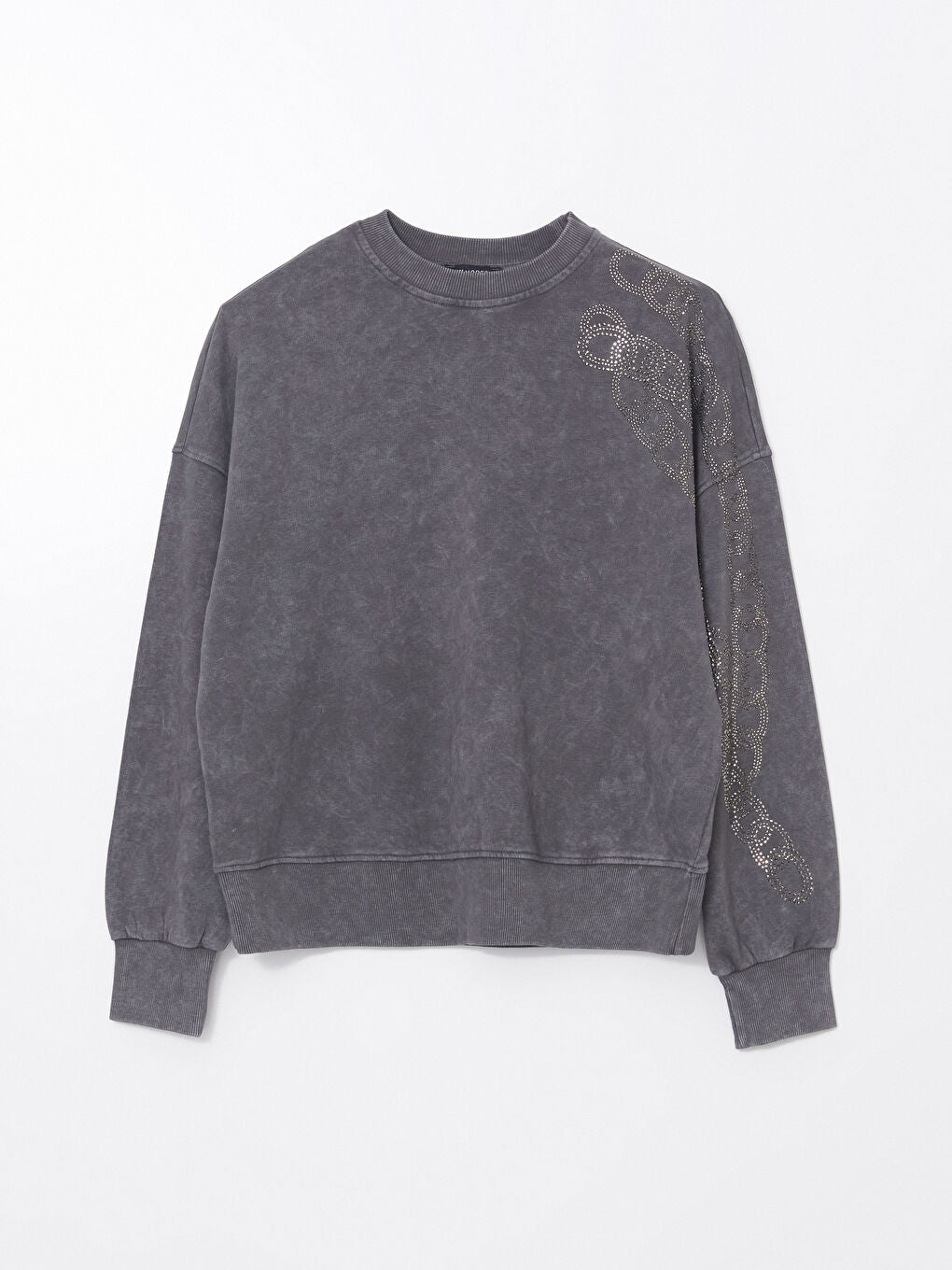 LCW Modest Anthracite Stone Oversize Women Sweatshirt Tunic