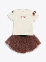 LCW Kids Printed Girls T-Shirt And Tutu Skirt 2-Pack