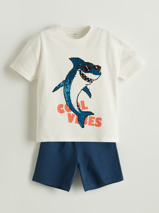 LCW Kids Printed Boy T-Shirt And Shorts 2-Pack Hover Image