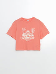 LCW Kids Crew Neck Floral Combed Cotton Girls T-Shirt