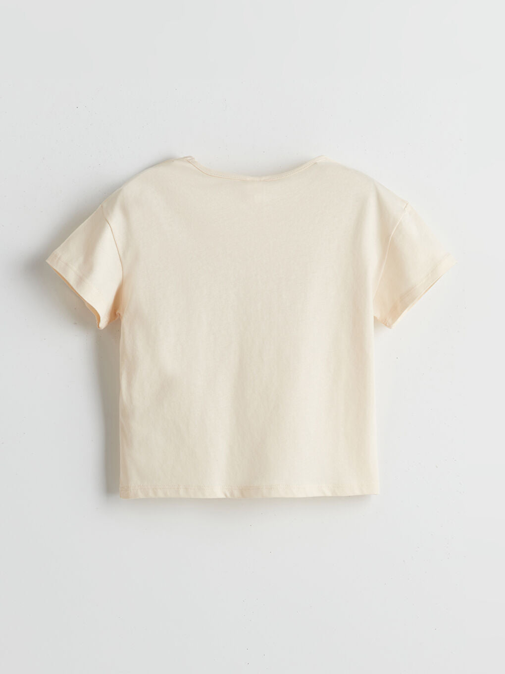 LCW Kids Beige Crew Neck Ribbon Detailed Girls T-Shirt