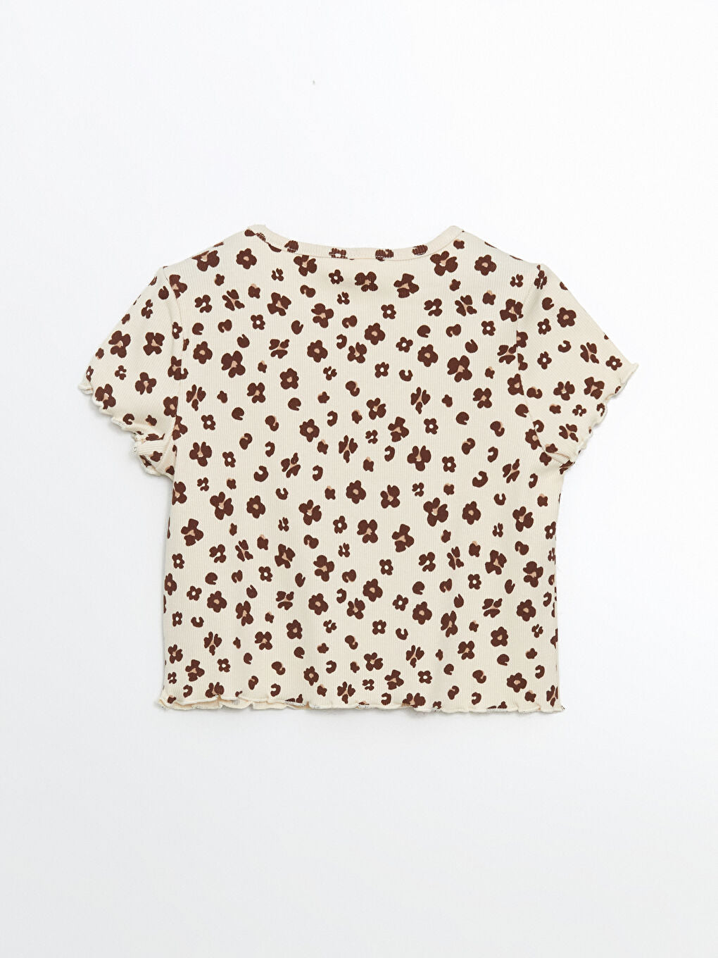 LCW Kids Ecru Crew Neck Printed Girls T-Shirt