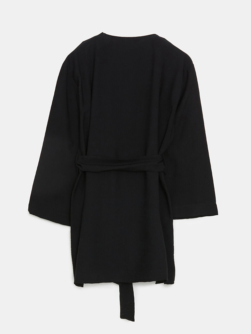 LCW Modest Black Shawl Collar Oversize Women Kimono