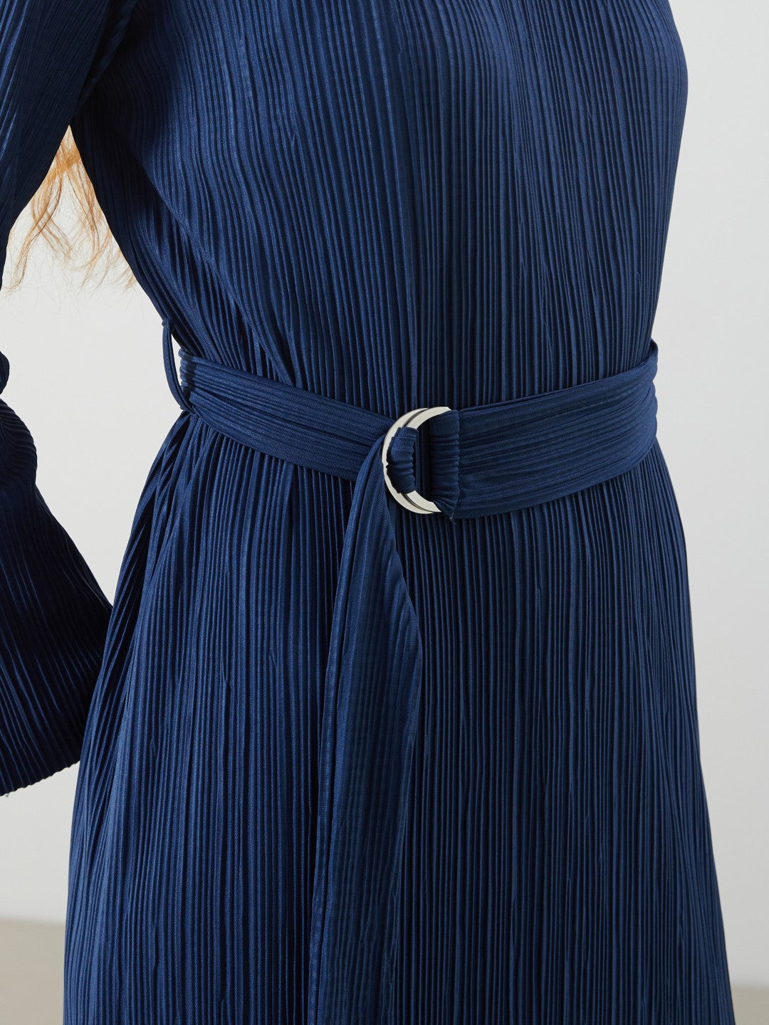 LCW Vision Crew Neck Textured Crinkle Women Dress