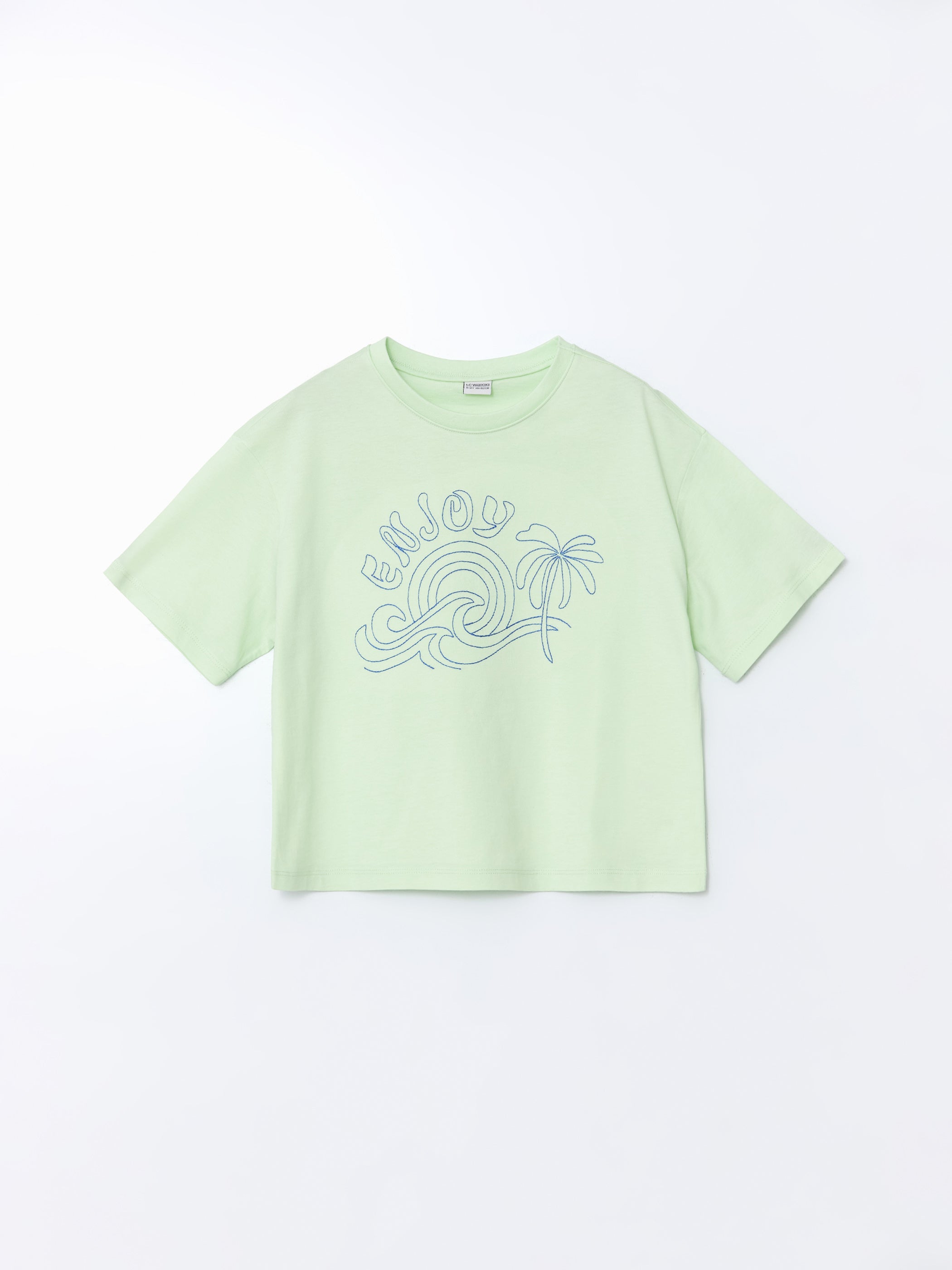 Crew Neck Girls Crop T-Shirt