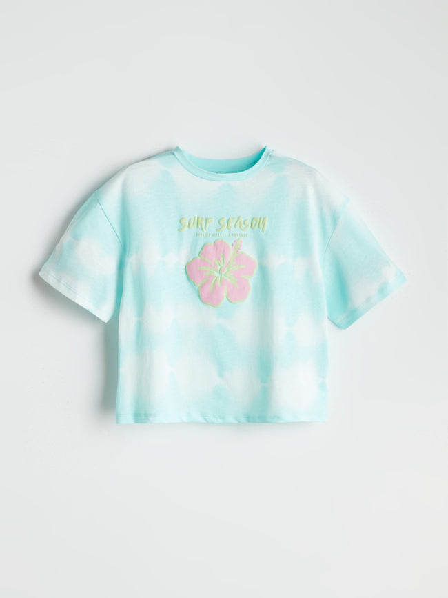 LCW Kids Crew Neck Floral Girls Crop T-Shirt Hover Image